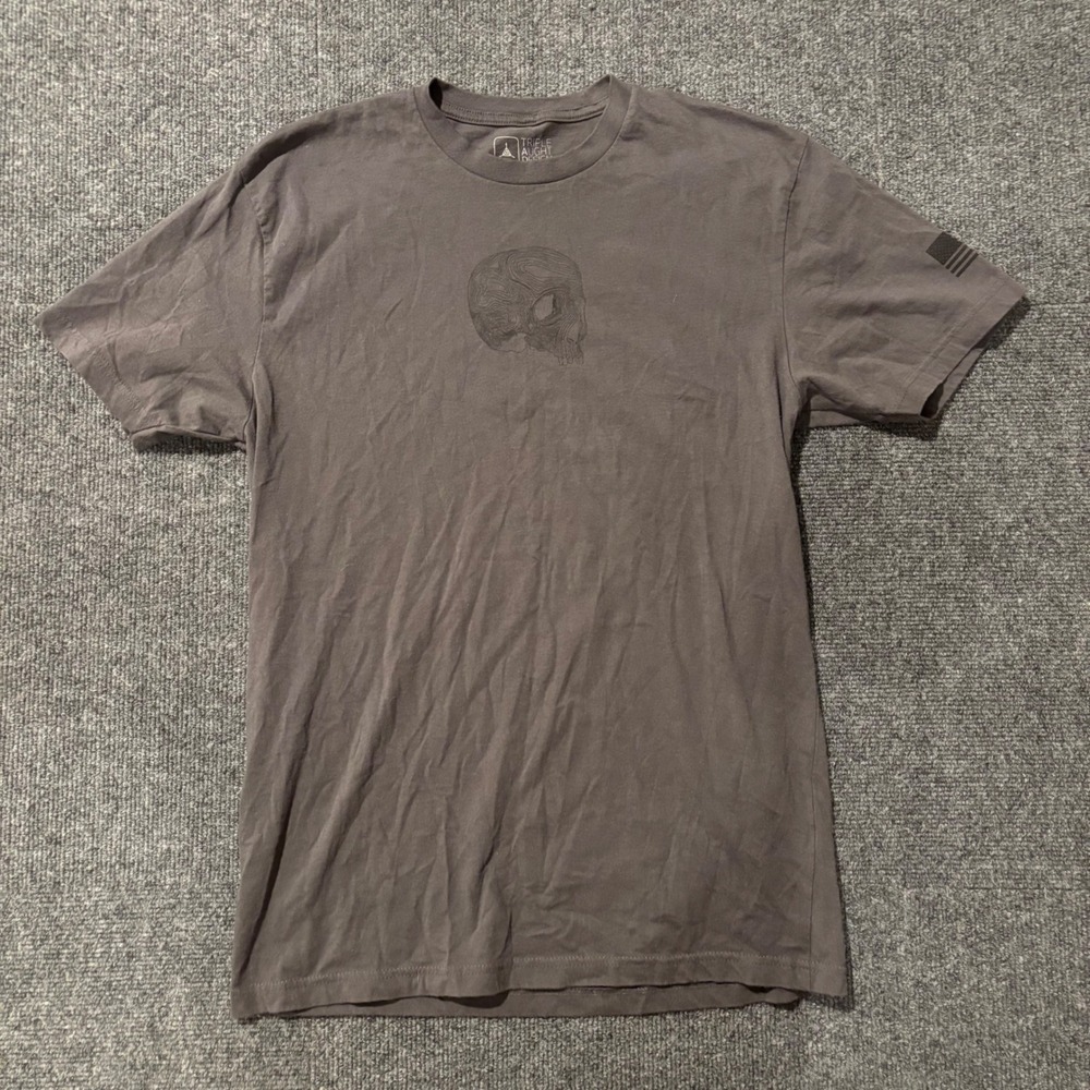 Triple Aught Design TAD Topographic Skull Graphic T-Shirt Gray Mens Large